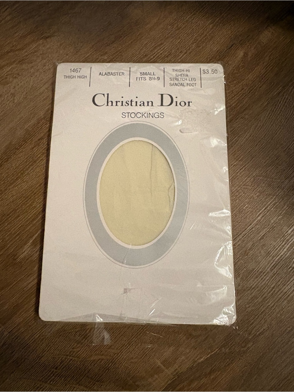 Christian Dior Sheer Sandalfoot Thigh-Hi Stockings in Alabaster
